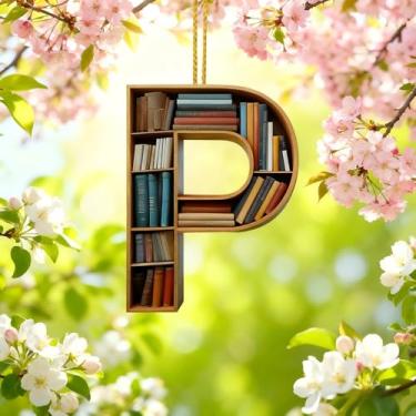 Imagem de Enfeites de Natal A-Z Cristal Pendurado, Enfeites de Árvore de Natal Artesanais com Letra P, Decoração de Carro e Casa - Decoração Artesanal de Acrílico de Natal, Ideias de Troca de Presentes para