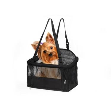 Imagem de Cadeirinha Cadeira Assento Pet de Carro para Cães Cachorro, Gatos - Transporte - Segurança - Conforto(PRETO)