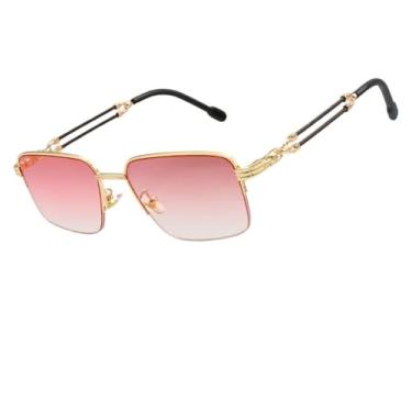 Imagem de Óculos de Sol Quadrado Premium Meio Aro Blogueira Influencer Zanolini Tendencia UV400 Masculino Feminino Unisex - Modelo Vegas 2.0 - Cacife Brand (Rosa Degradê)
