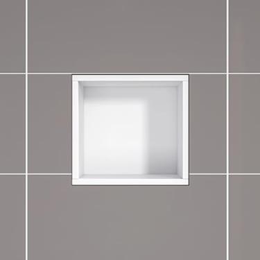 Imagem de Nicho de chuveiro embutido, alcova para quarto úmido, prateleiras de banheiro, xampu organizador de cosméticos para chuveiro, sala de estar em casa, armazenamento à prova d'água (cor: branco, tamanho