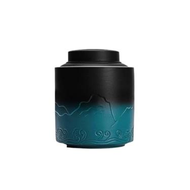 Imagem de CFGH6FDF Latas de chá grande para armazenamento de chá doméstico recipiente de chá selado de cerâmica com tampa para balcão de cozinha, organizador de chá de despensa (verde)