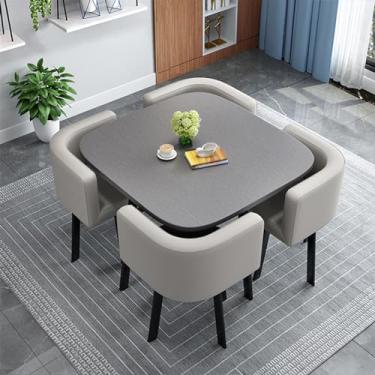 Imagem de Conjunto de mesa de jantar, quadrado pequeno escritório recepção sala clube mesa e cadeira combinação, mesa de negociação, mesa de conferência, para sala de recepção, sala de estar, escritório