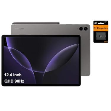 Imagem de Samsung Tablet Android Galaxy Tab S9 FE+ Plus (tela sensível ao toque de 12,4 polegadas, 8 GB de RAM, 256 GB de armazenamento, bateria de longa duração de 18 horas, S Pen, 1 câmera frontal + 2 câmeras