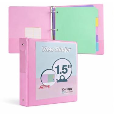 Imagem de Fichário de 3 anéis de 3,8 cm, organizador de fichário fofo com 5 divisórias para 175 folhas de papel de 8,5 x 11, capa transparente personalizável com bolsos internos, fichários de três anéis