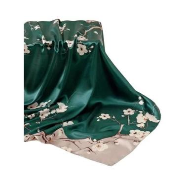 Imagem de Lenço Hijab Hip Hop Feminino Em Seda Satin Com Estampa Quadrada, Cache