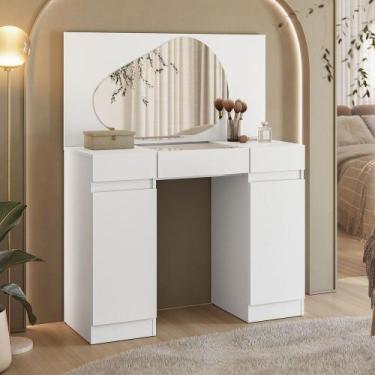 Imagem de Penteadeira Escrivaninha Mesa de Maquiagem Organic em MDP com Espelho 