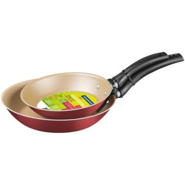 Imagem de Conjunto Frigideiras Tramontina Turim Antiaderente Alumínio Vermelha, 