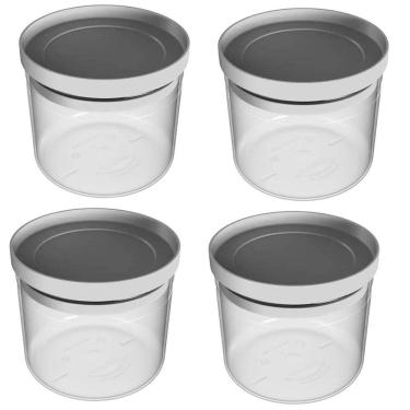 Imagem de Kit 4 Potes Herméticos Porta Mantimentos 1 Litro Plástico com Tampa Soprano Cinza