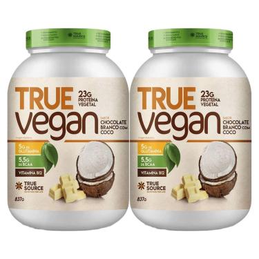 Imagem de Kit 2X True Vegan Proteína Vegetal - 837g Chocolate Branco Com Coco - True Source-Mascu...