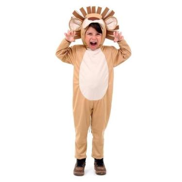 Imagem de Fantasia Leão Infantil Safári Completa com Juba Animais Sulamericana, 