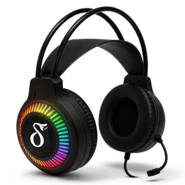 Imagem de Headset Gamer RGB LED Colorido com Microfone Omnidirecional Ajustável 