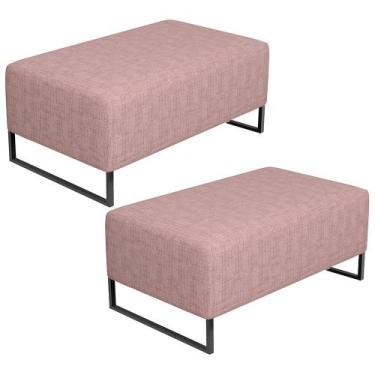 Imagem de Kit 02 Puff Decorativo Sala De Estar Cléo 90cm Base De Ferro Preto W01