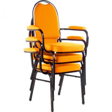 Imagem de Kit Com 3 Cadeiras Para Auditório Linha Hotel Laranja