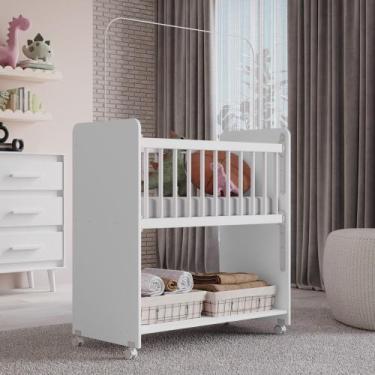 Imagem de Mini Berço Moisés Toy Para Bebê com Colchão e Rodízios 89cm Branco - D