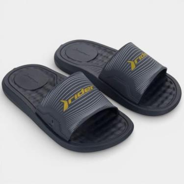Imagem de Chinelo Slide Rider Step Masculino - Preto e Cinza - 37/38, 37/38