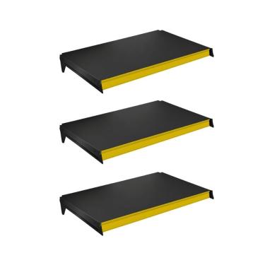 Imagem de Kit 3 Bandejas Prateleiras 40x73 P/gôndola New Plus Preta Porta Etiquetas Amarelo - Sa...