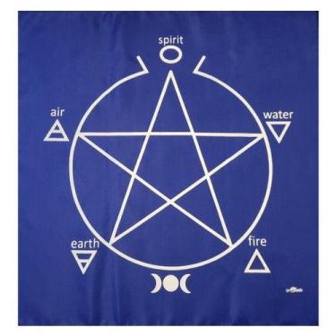 Imagem de Toalha Pentagrama Para Altar, Taro E Jogos 70x70 Cm Azul - Lua Mistica