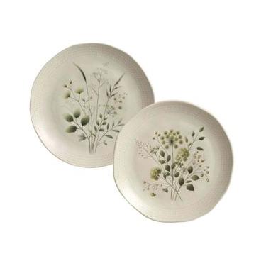 Imagem de Conjunto 12 Pratos Cerâmica Artesanal Porto Brasil Orgânico Ammi Rasos Sobremesa Mesa Posta