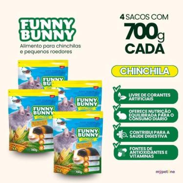 Imagem de 4 Ração Funny Bunny 700g Chinchila Porquinho da Índia e Hamster