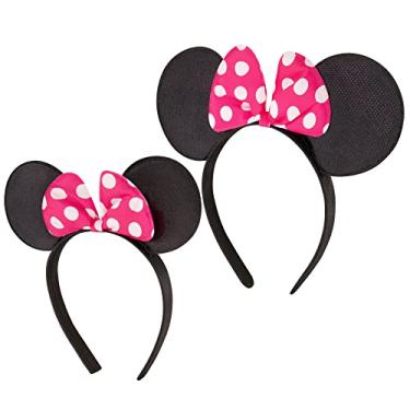Imagem de ABG Accessories Bandanas para meninas Minnie Mouse, conjunto de 2 para mamãe e eu, combinando para adultos e meninas, Bolinhas rosa, Girls Ages 2-7
