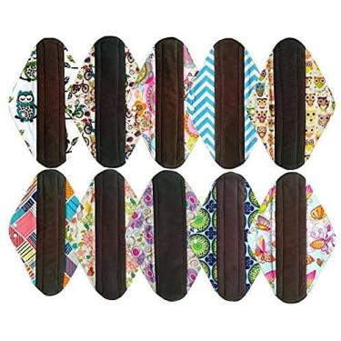 Imagem de COSYOUNG 10 Almofadas Menstruais Reutilizáveis de Bambu Carvão, 35,5 cm, Laváveis