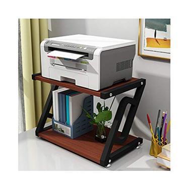 Imagem de KIZQYN Suporte de impressora prateleira criativa rack de armazenamento duplo multifuncional moderno minimalista rack de cópia de multicamadas para impressora de mesa de casa e escritório (cor: B, tamanho: 50 * 32 * 38 cm)
