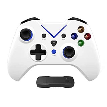 Imagem de Controlador de jogos sem fio para Xbox Series S/Series X/One S/One X/360/One/PS3/PC/PC 360/Windows 7/8/10/11, Vibração dupla embutida com conexão 2.4GHz, Carregamento USB, Luz de fundo LED (branco azul)