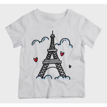 Imagem de Camiseta Infantil Menina Paris Torre Namorados