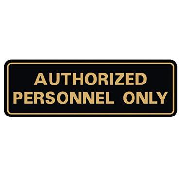 Imagem de Placa de porta/parede padrão autorizada apenas - preto/dourado 5 x 15 cm tamanho