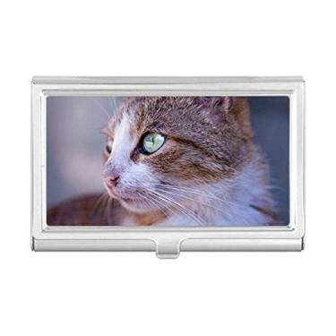 Imagem de Carteira de bolso com perfil de animal de gato marrom com estampa selvagem