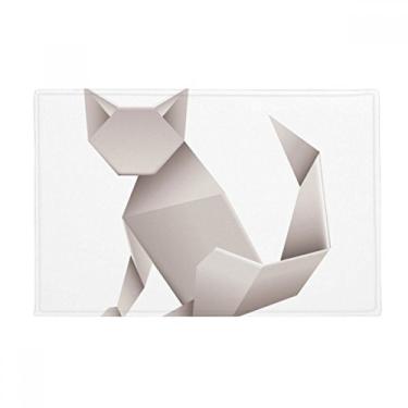 Imagem de DIYthinker Origami Tapete geométrico abstrato padrão de gato tapete antiderrapante para porta de banheiro