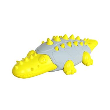 Imagem de NALEINING Brinquedos de mastigar para cães, dentes limpos, brinquedos para dentição de animais de estimação para cães pequenos, médios e grandes (Crocodilo - amarelo)