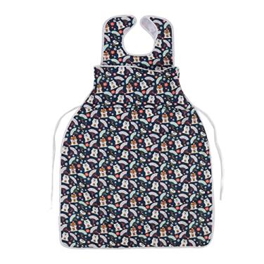 Imagem de ZJchao Babadores impermeáveis para adultos laváveis e reutilizáveis, grandes, alargados, reutilizáveis, impermeáveis e laváveis, para idosos e adultos (padrão de cães)