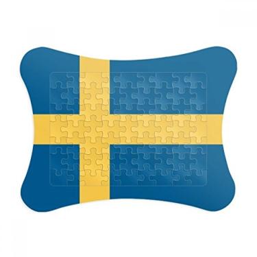 Imagem de Moldura de quebra-cabeça com a bandeira nacional da Suécia para decoração de quadro