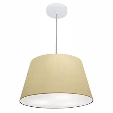 Imagem de Lustre Pendente Cone Cúpula Tecido 21/40x30 cm, Vivare Iluminação, Pendente4021 LA, Algodão Cru, Médio