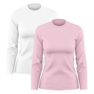 Imagem de Kit 2 Camiseta Feminina Dry Proteção Solar UV Manga Longa Academia Esporte Camisetas-Feminino