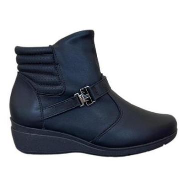 Imagem de Bota Feminina Cano Curto Salto Baixo Piccadilly Maxi 117106 Preta-Feminino