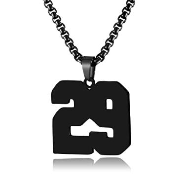 Imagem de HSWYFCJY Colar com números de ouro para homens, pingente de corrente de números de atletas de aço inoxidável, joia esportiva personalizada para meninos, basquete, beisebol, futebol, hóquei no gelo
