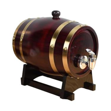 Imagem de IEUDNS Recipiente de vinho de barril de cerveja de madeira com, retrô, balde de vinho para vinho, cerveja, 1.5L Retro Vermelho