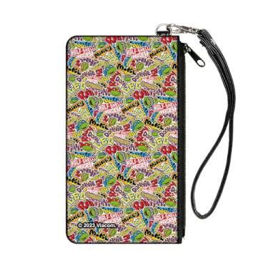 Imagem de Buckle-Down Nickelodeon Carteira com zíper, colagem branca de colagem de tartarugas ninja, várias cores, tela, Branco, multicolorido, SMALL, Casual