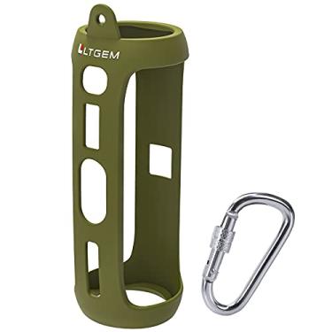 Imagem de LTGEM Capa de viagem de silicone compatível com JBL FLIP 5 alto-falante portátil à prova d'água com mosquetão extra - verde