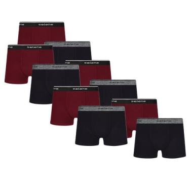 Imagem de 10 Cuecas Infantil Boxer Box De Algodão Para Meninos - Selene, Preto, 