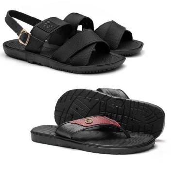 Imagem de Kit de Sandália + Chinelo Masculino Confortável e Ortopédico - APUANA,