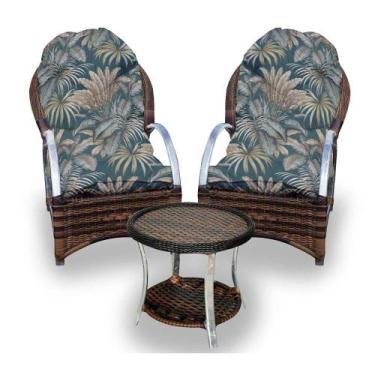 Imagem de Conjunto de Poltronas Fibra Sintética Paris Alumínio - 2 Poltronas + 1