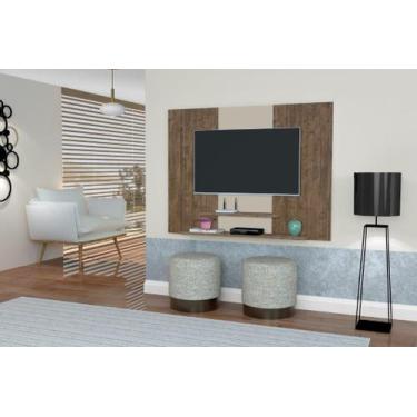 Imagem de Painel Topázio Com Prateleiras Para TV Até 46'' Polegadas Cor Canela /