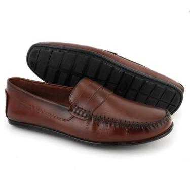 Imagem de Mocassim Casual Masculino Couro Legitimo Granado - 602 - Conhaque, 39