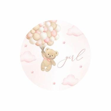 Imagem de 100 Adesivo Redondo Chá Revelação Ursinhos Balão 4x4cm - Fixa Personal