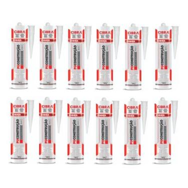 Imagem de 12 Cola Selante Poliuretano Cibra Pu Construção 400g Branco - Cibra Se