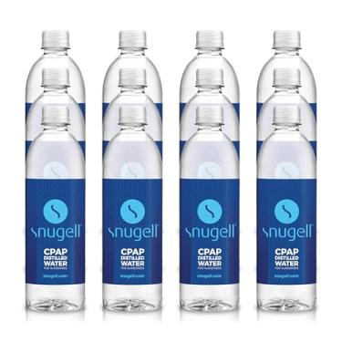 Imagem de Snugell Água destilada engarrafada para máquinas CPAP (pacote com 12, 590 ml cada) – Ultrpura, livre de BPA, fácil de transportar e conveniente – até 24 dias – Limpa, refrescante, multiuso – Feito nos