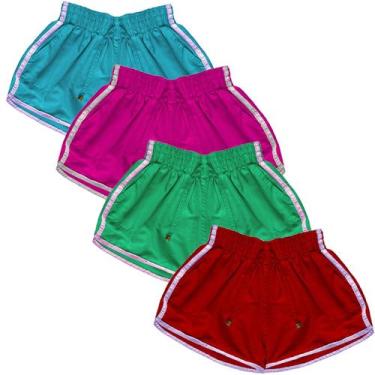 Imagem de Kit 4 Shorts Feminino Tactel Praia Academia Piscina Verão 2 Bolsos - S